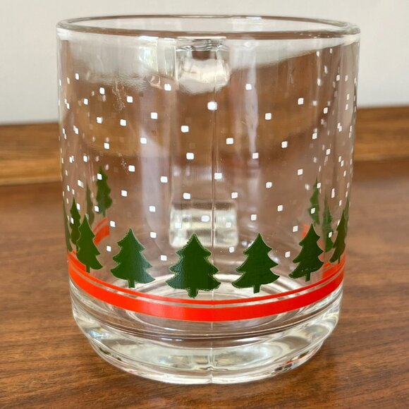Vintage '80s Libbey "Winterland" Christmas Tree + Snowflake Glass Mug Coffee Cup - Picture 4 of 7